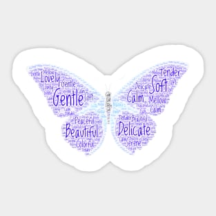 Beautiful Purple Word Cloud Original Art Butterfly Sticker